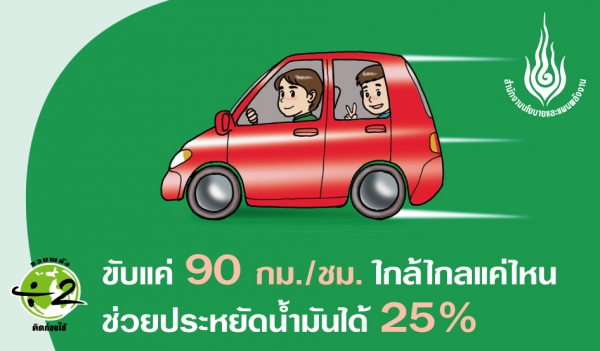 (สติ๊กเกอร์) ขับแค่ 90 กม.ชม. ใกล้ไกลแค่ไหน ช่วยประหยัดน้ำมันได้ 25%